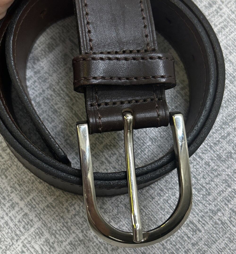 Banana Republic Men’s M Dark Brown Leather Belt Silver Buckle Made In Turkey